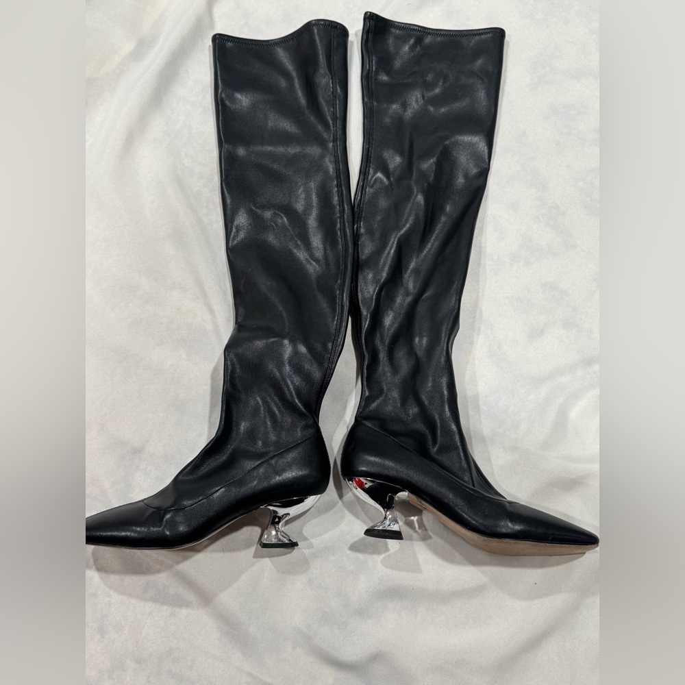 Katy Perry The Latter Black Sculptural Heel Knee Boots 8.5
